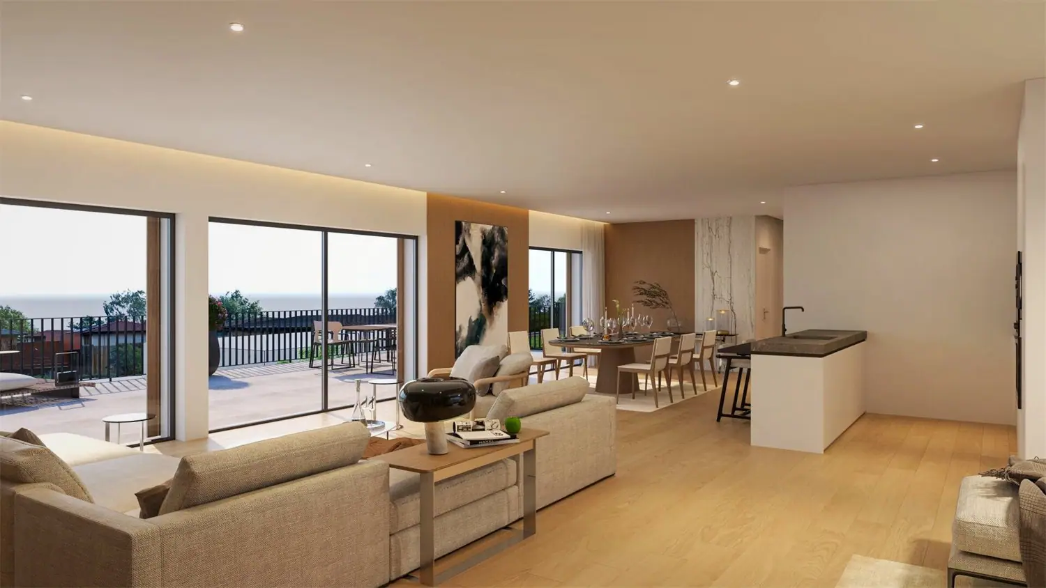 Visualisierung: Wohnraum mit Terrassenzugang – Penthouse in Fahrwangen AG