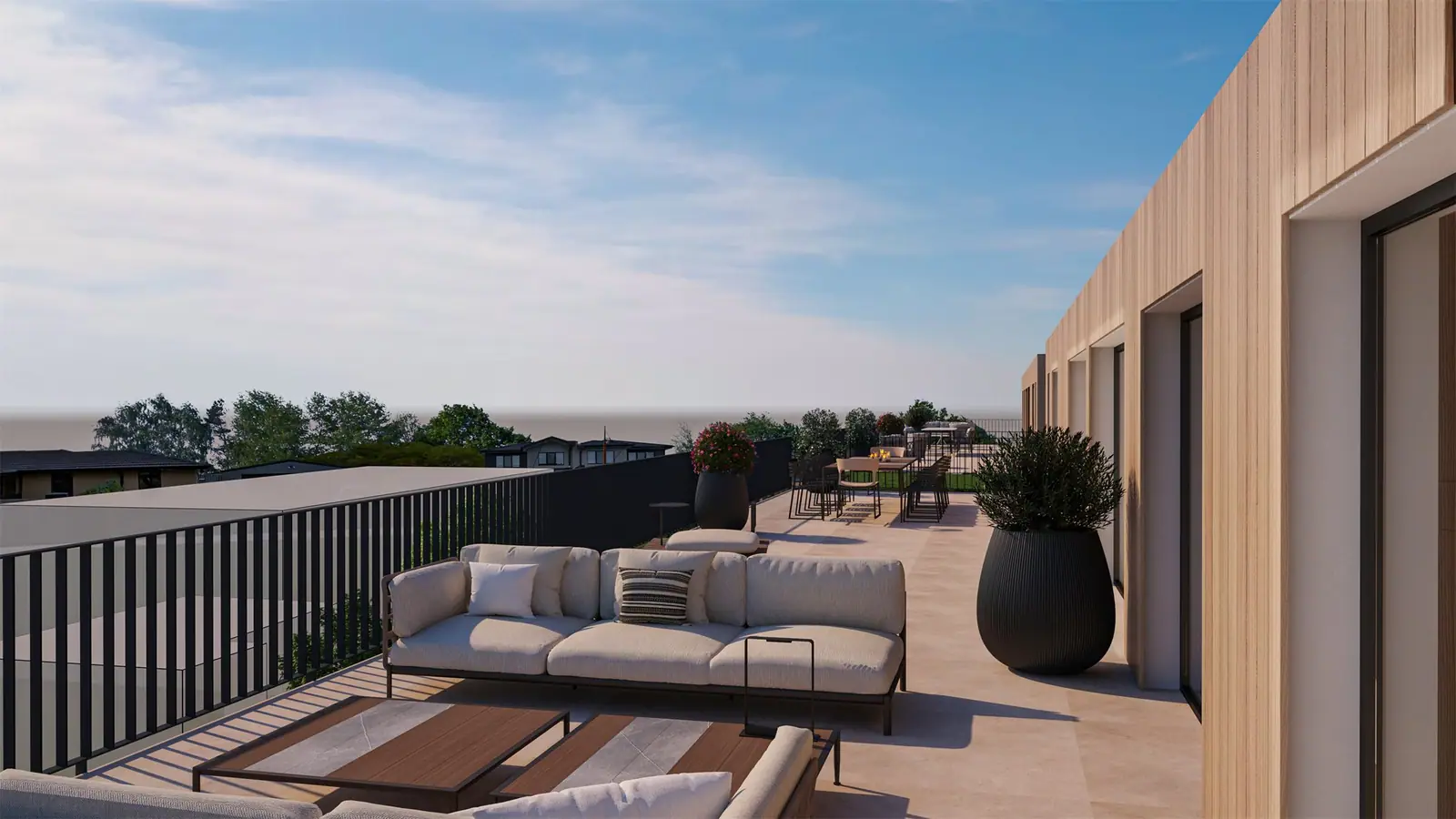 Visualisierung: Terrasse am Abend – Penthouse in Fahrwangen AG