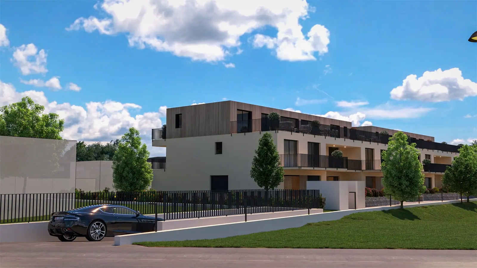 Visualisierung: die Überbauung aus der Luft – Penthouse in Fahrwangen AG