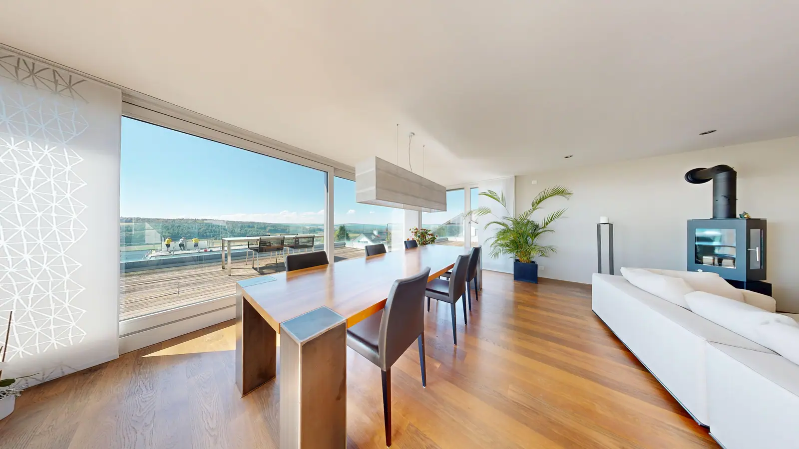 Living room with panoramic window, Wettswil am Albis